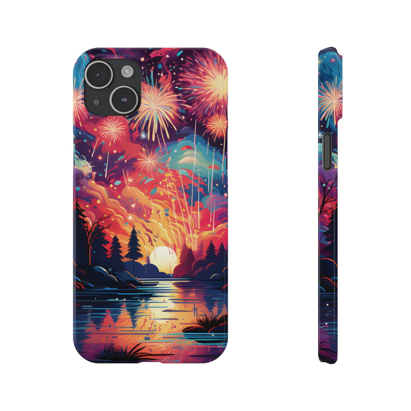 Fireworks at the lake Slim Phone Case For I - Phone - Ruppy's Creations