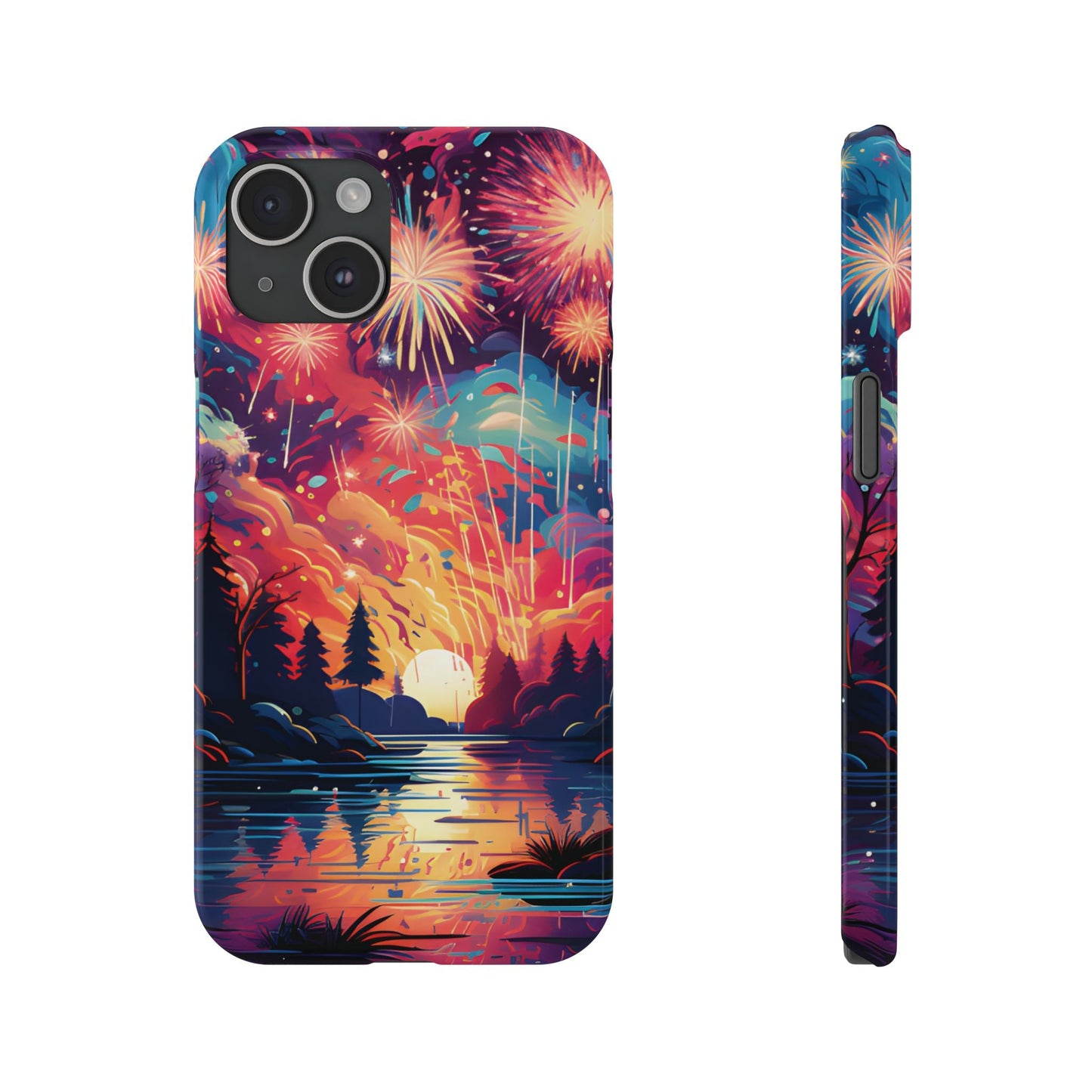 Fireworks at the lake Slim Phone Case For I - Phone - Ruppy's Creations