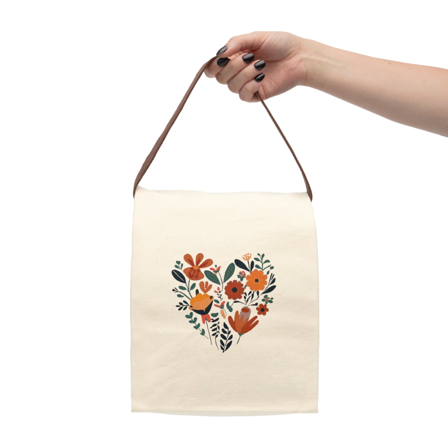 Floral Heart Canvas Lunch Bag - Ruppy's Creations