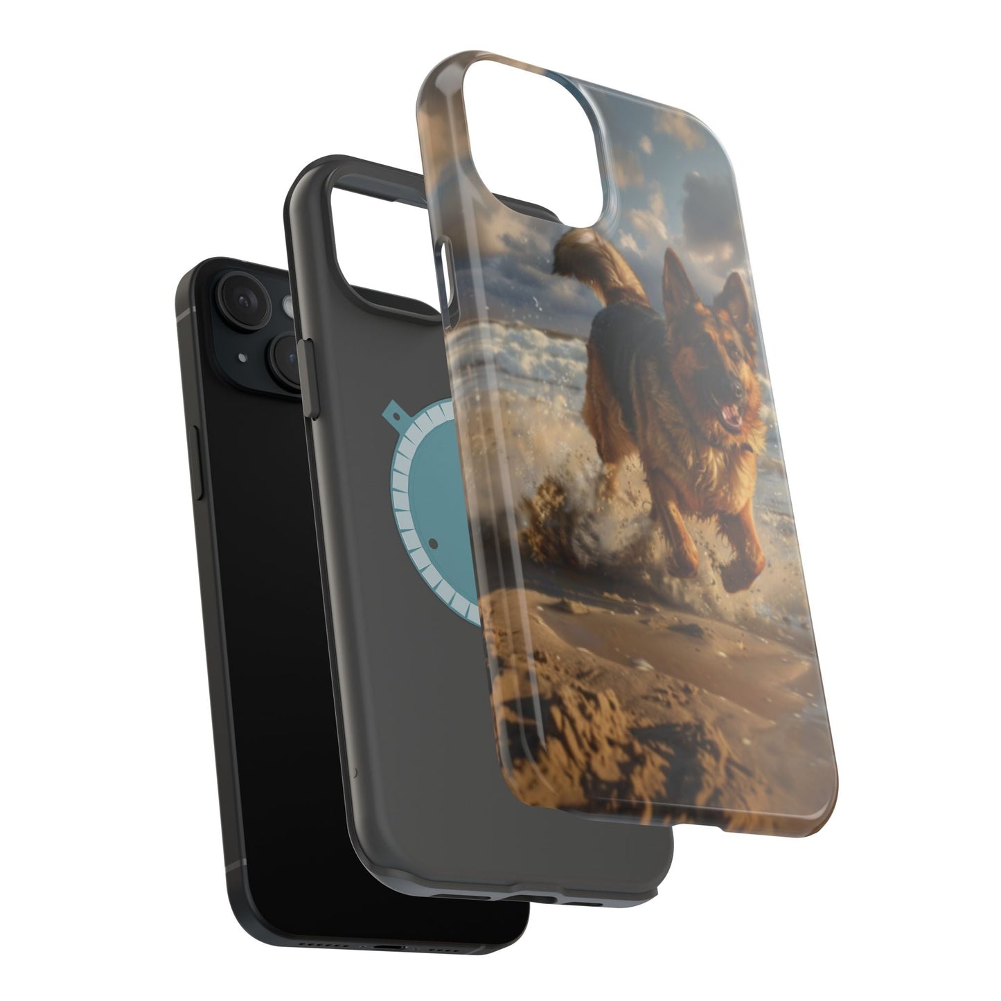 German Shepherd Beach Play MagSafe Tough iPhone Case - Ruppy's Creations