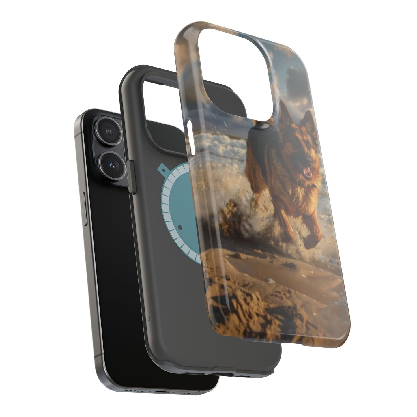 German Shepherd Beach Play MagSafe Tough iPhone Case - Ruppy's Creations