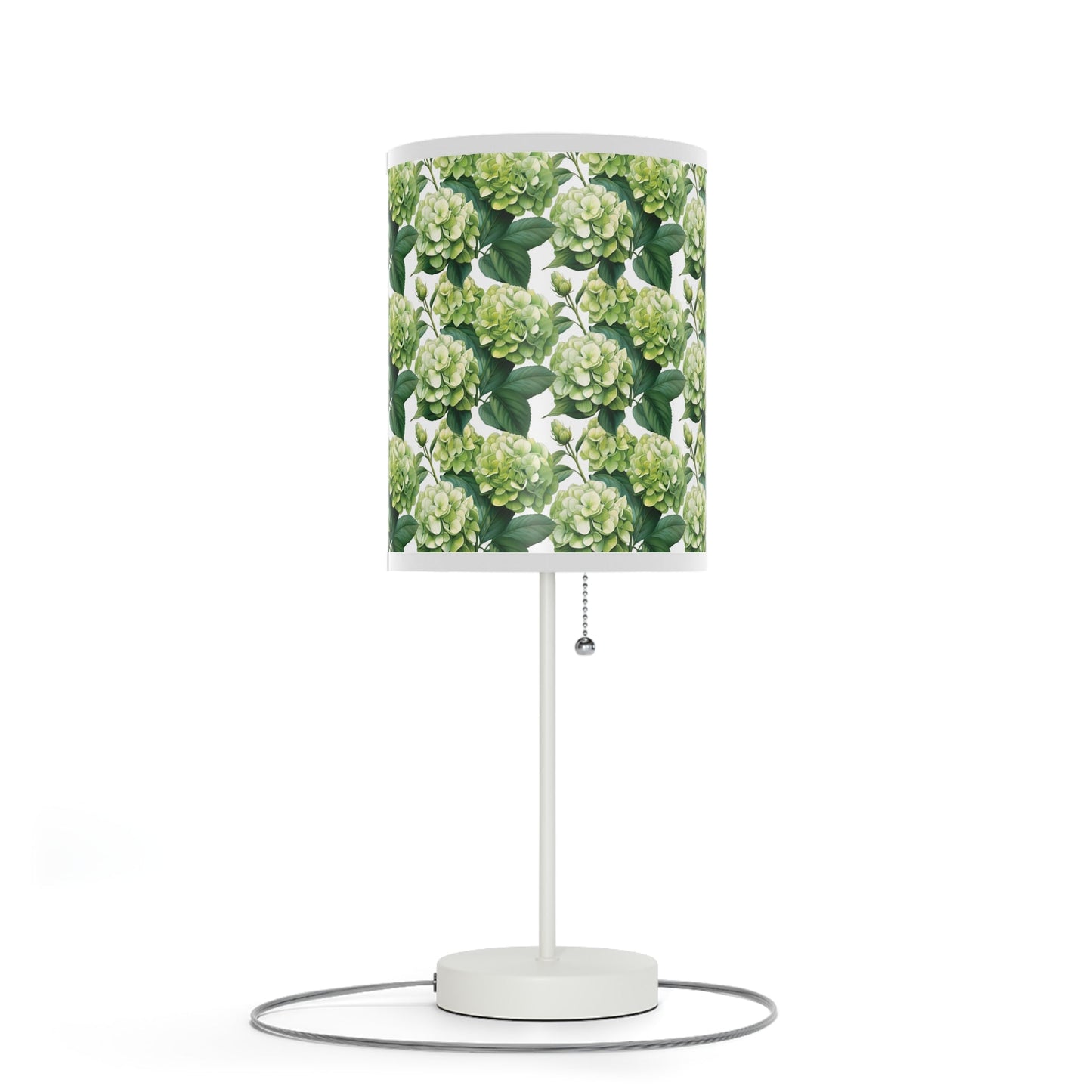 Green Hydrangea on White Lamp on a Stand - Ruppy's Creations