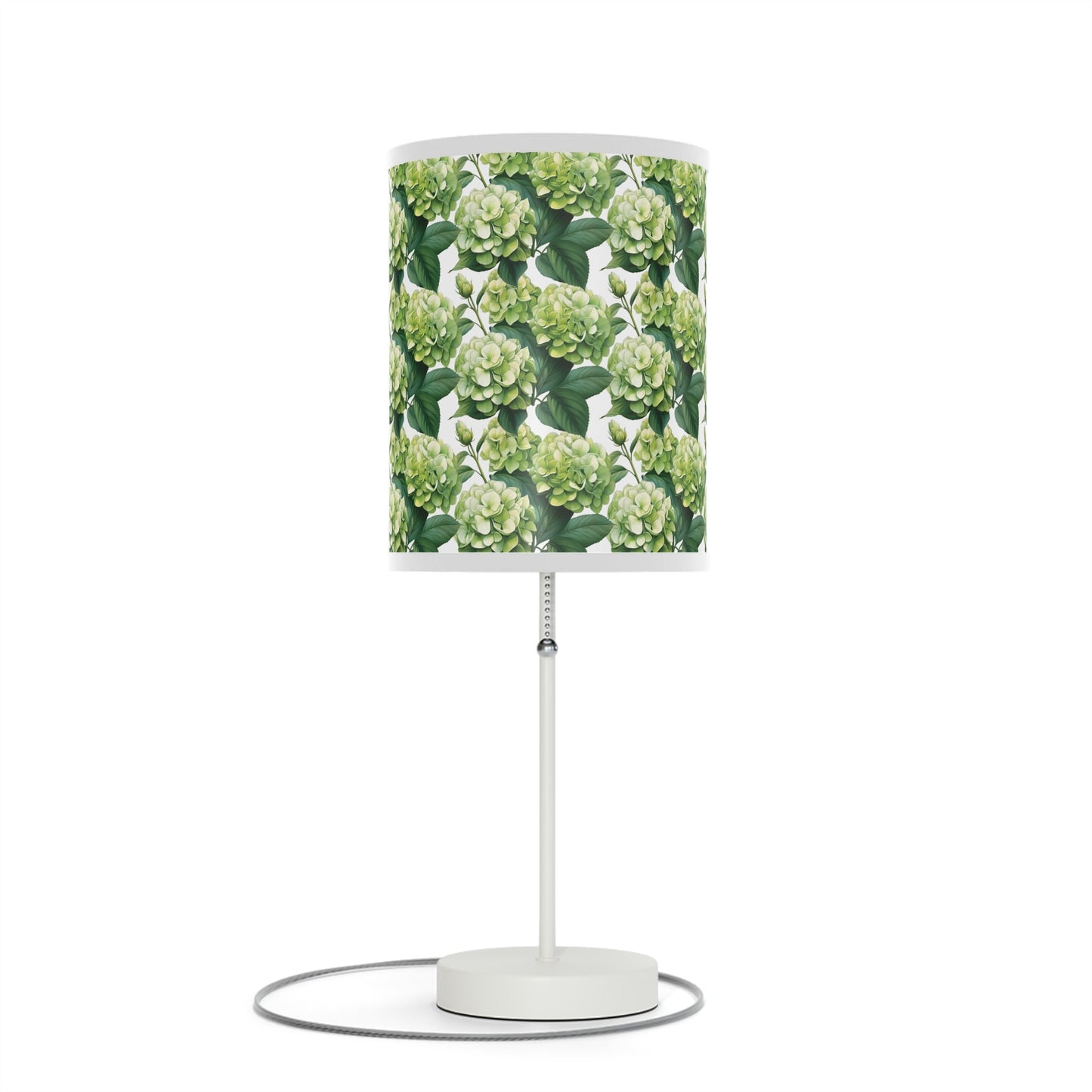 Green Hydrangea on White Lamp on a Stand - Ruppy's Creations