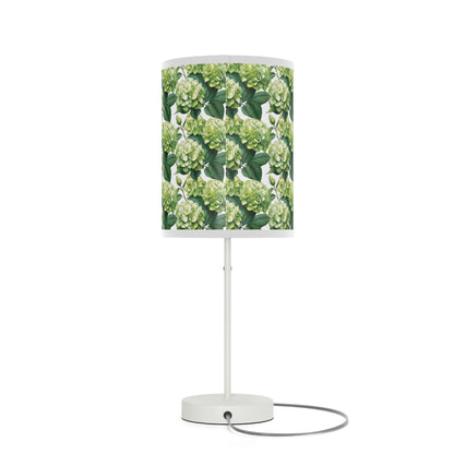 Green Hydrangea on White Lamp on a Stand - Ruppy's Creations