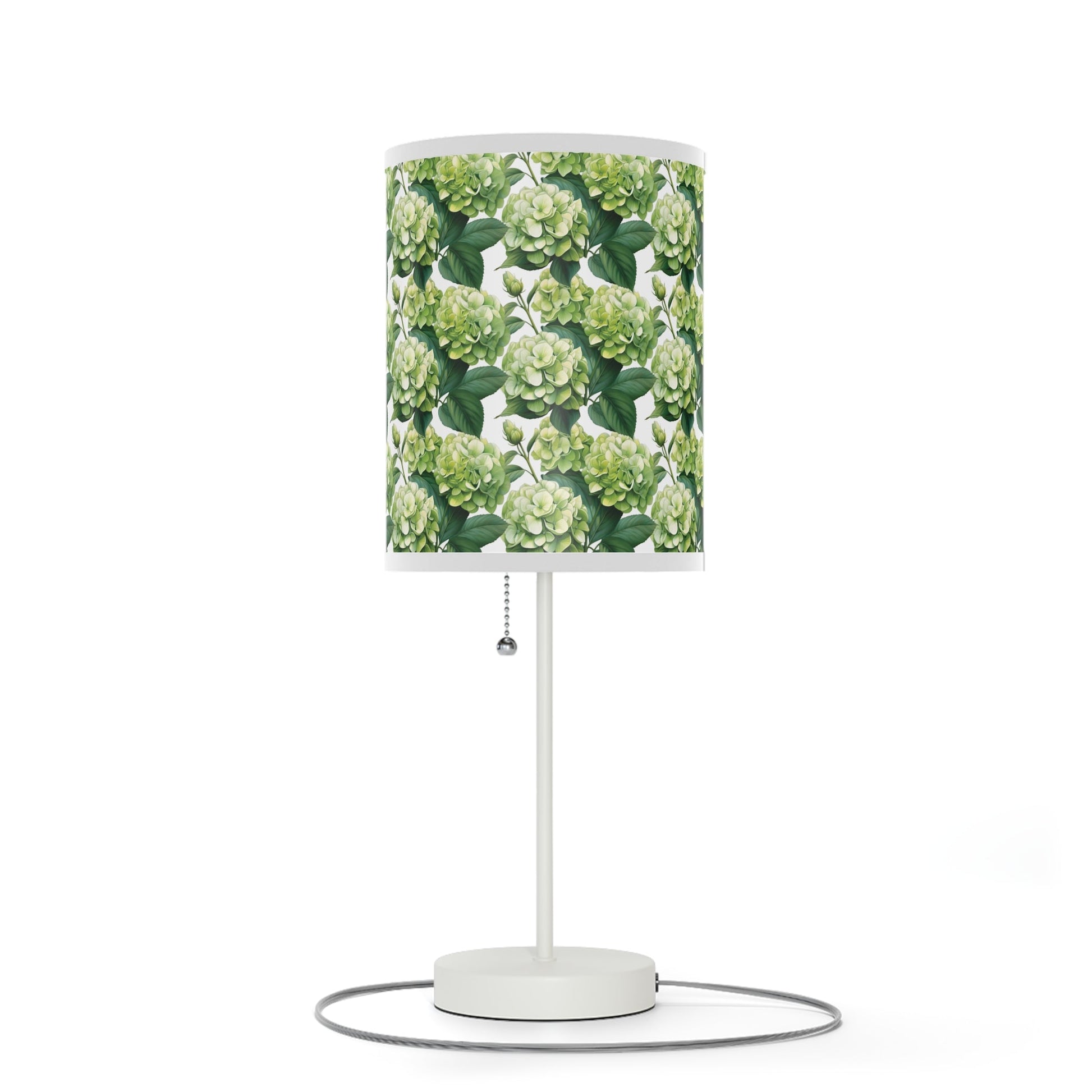 Green Hydrangea on White Lamp on a Stand - Ruppy's Creations