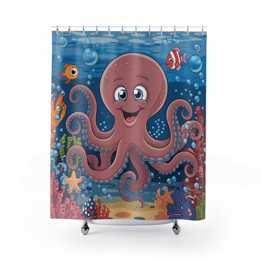 Happy Octopus Polyester Shower Curtain - Ruppy's Creations