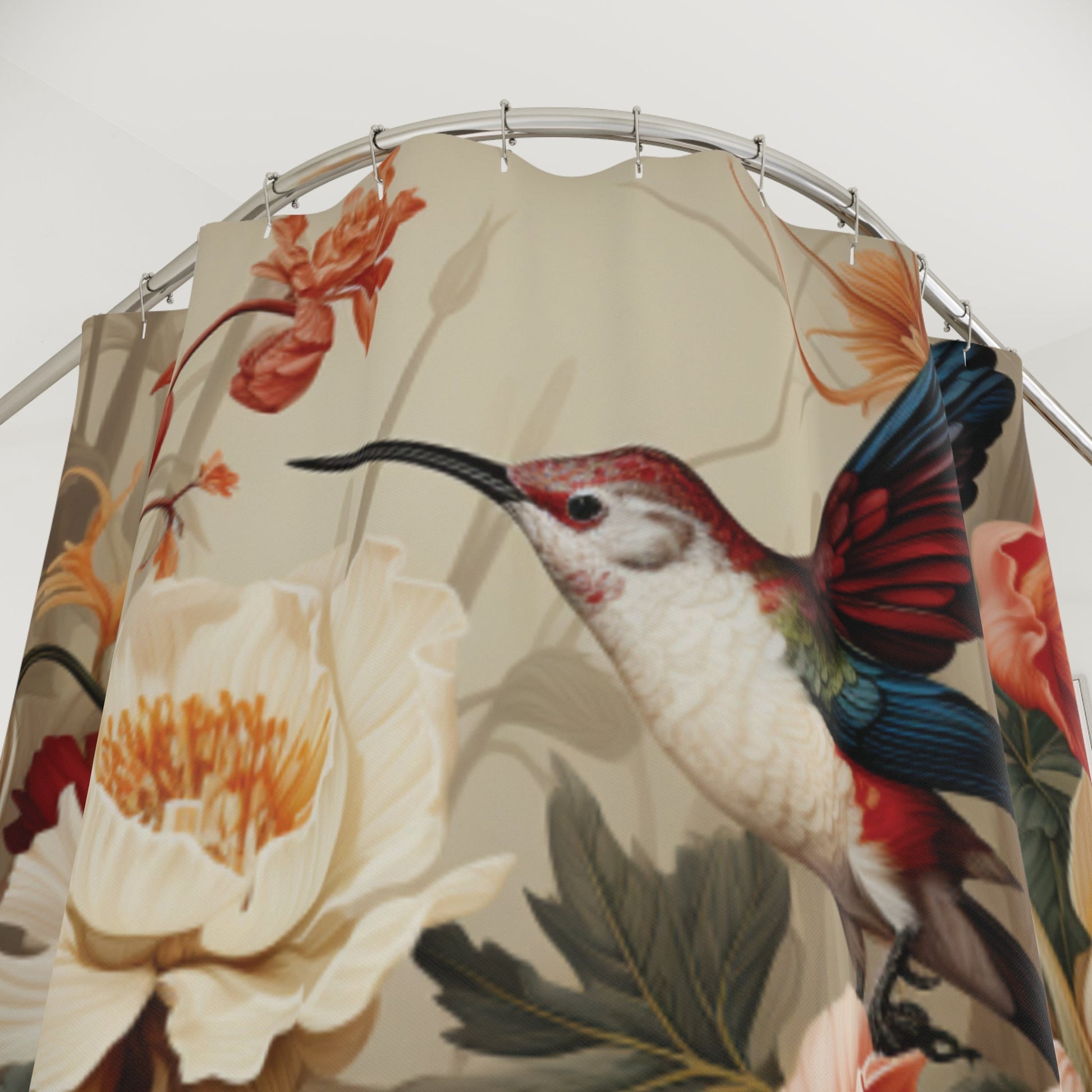 Humming Bird and Flowers 71"x74" Polyester Shower Curtain - Ruppy's Creations