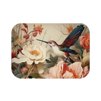 Hummingbird and Flowers Memory Foam Bath Mat - Ruppy's Creations