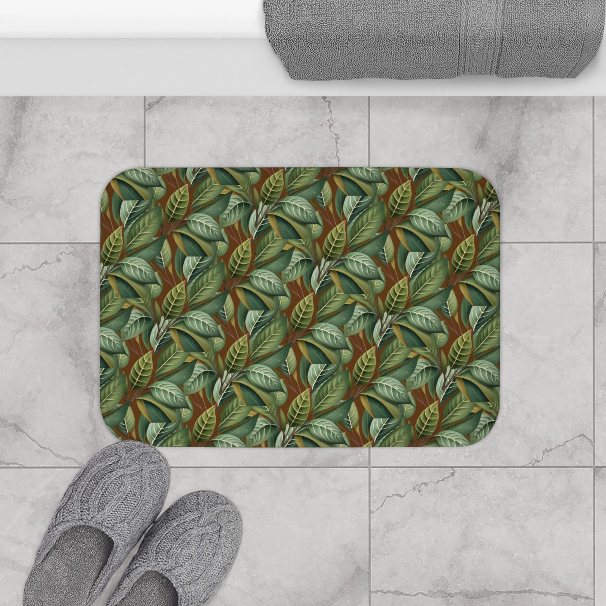 Leaves of Green Memory Foam Bath Mat - Ruppy's Creations