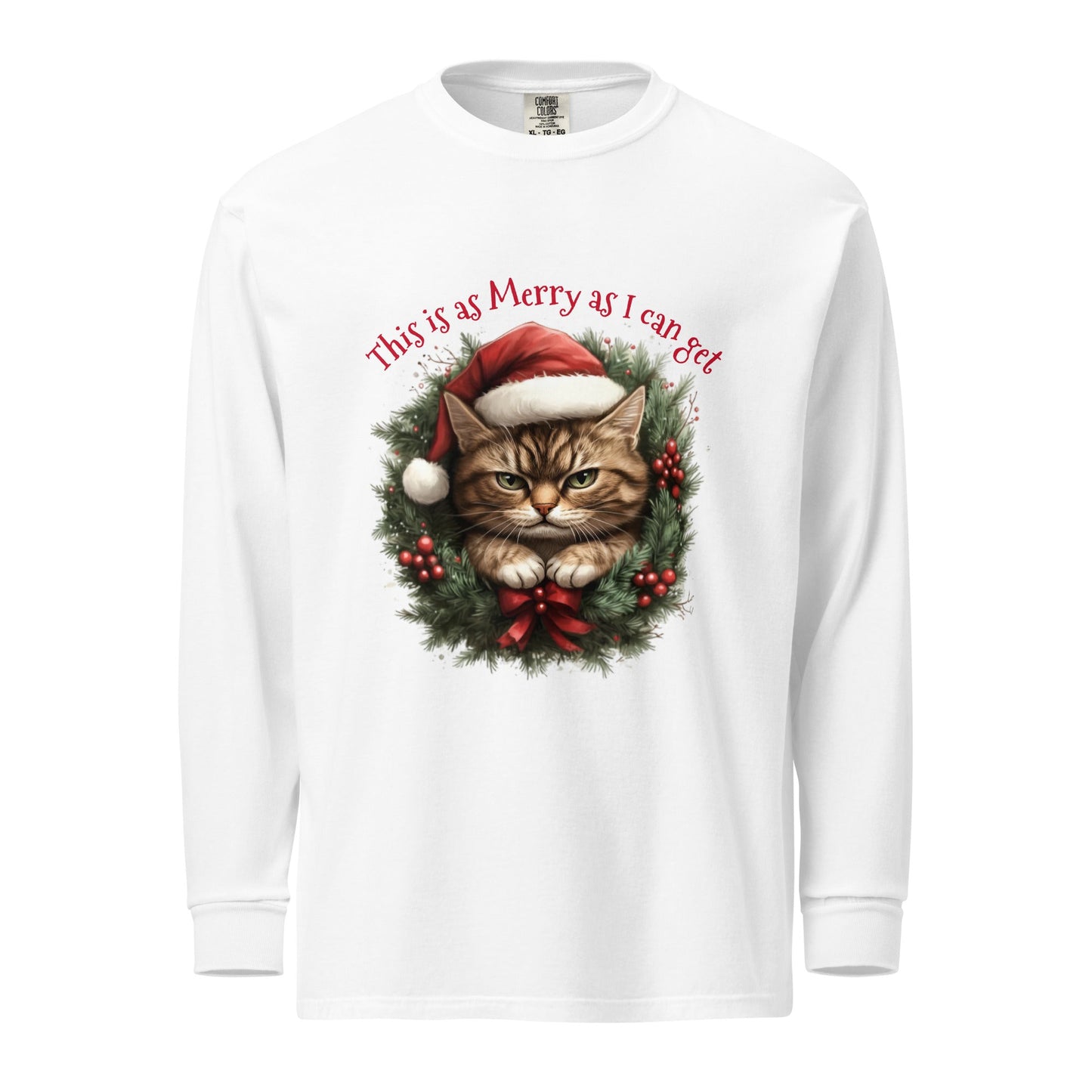 Not so Merry Cat Heavyweight long - sleeve Tee - Ruppy's Creations