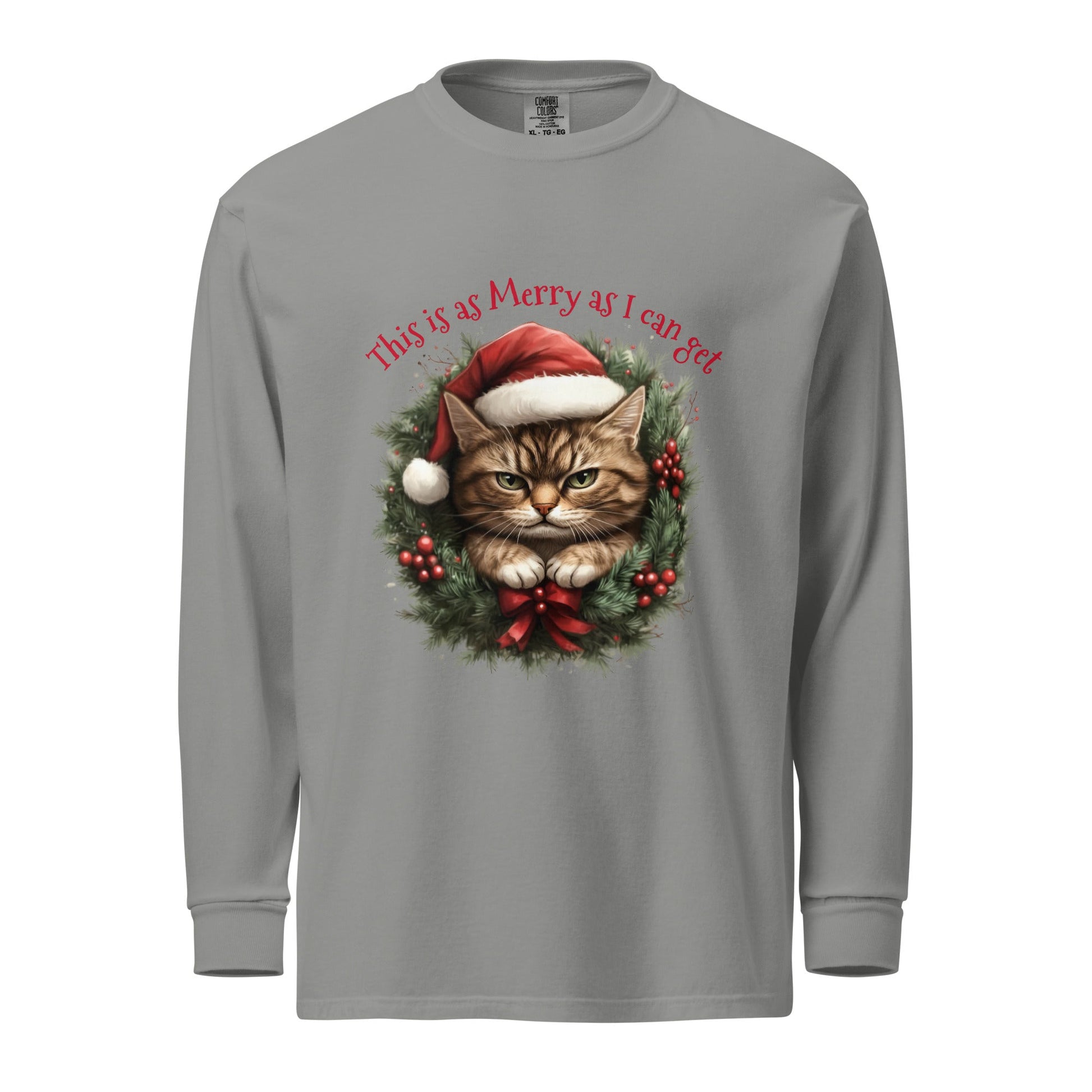 Not so Merry Cat Heavyweight long - sleeve Tee - Ruppy's Creations