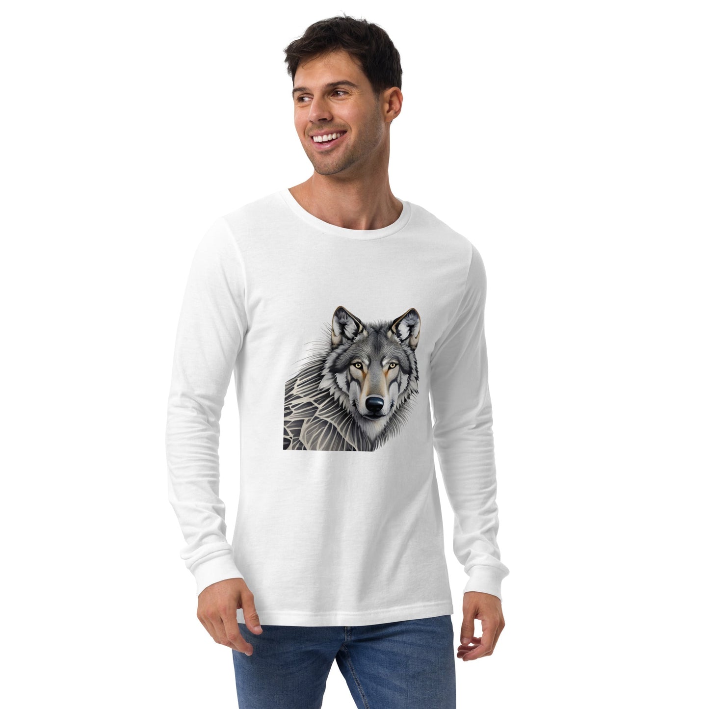 Portrait of a Wolf Men's Long Sleeve Tee - Ruppy's Creations