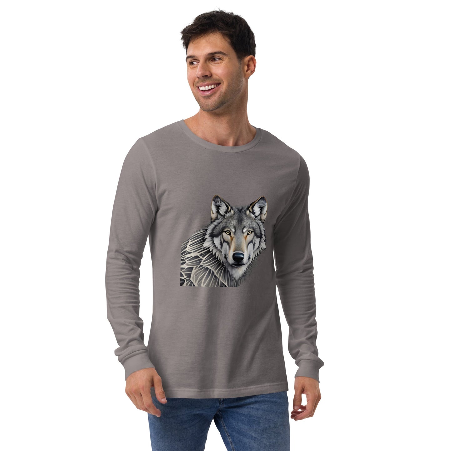 Portrait of a Wolf Men's Long Sleeve Tee - Ruppy's Creations