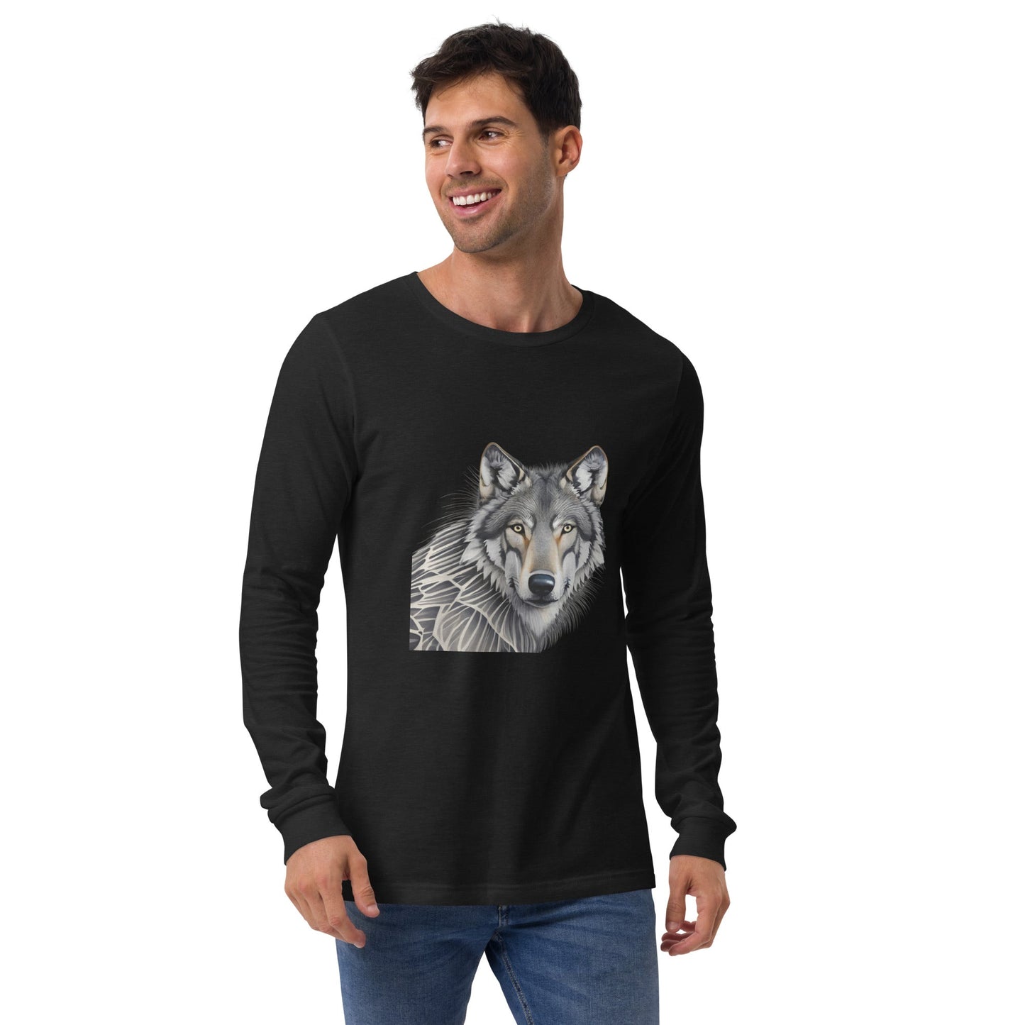 Portrait of a Wolf Men's Long Sleeve Tee - Ruppy's Creations