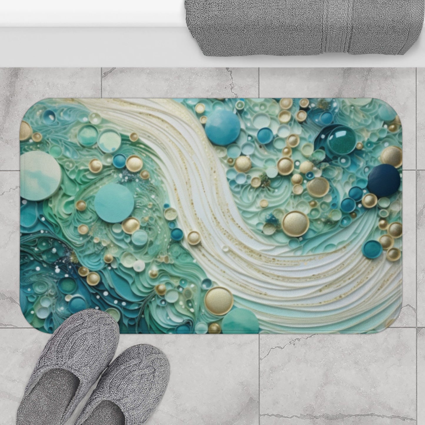 Seafoam Bubbles Memory Foam Bath Mat - Ruppy's Creations