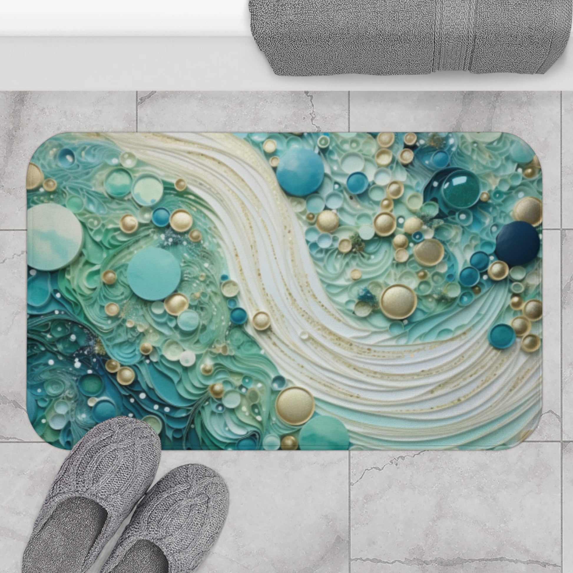 Seafoam Bubbles Memory Foam Bath Mat - Ruppy's Creations