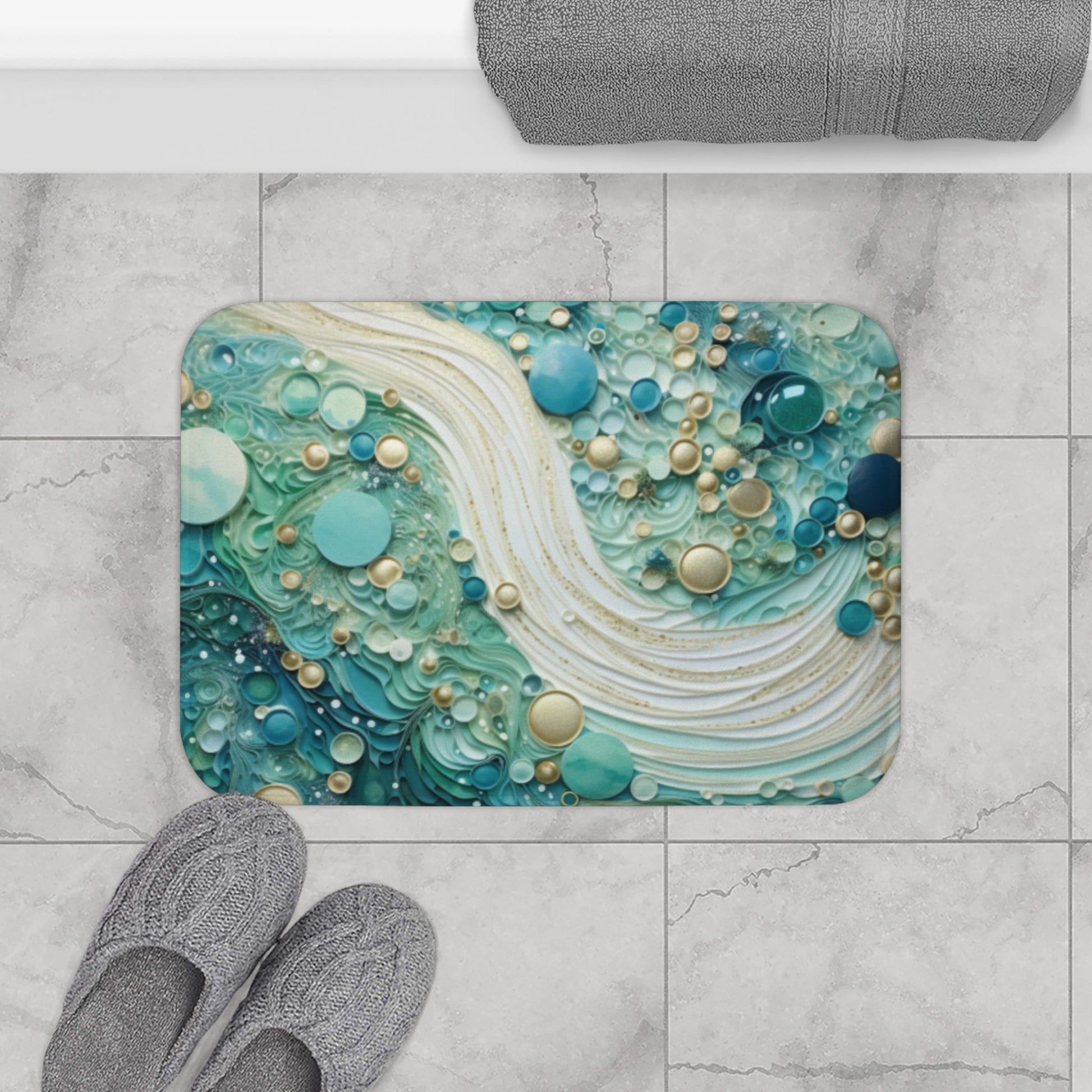 Seafoam Bubbles Memory Foam Bath Mat - Ruppy's Creations