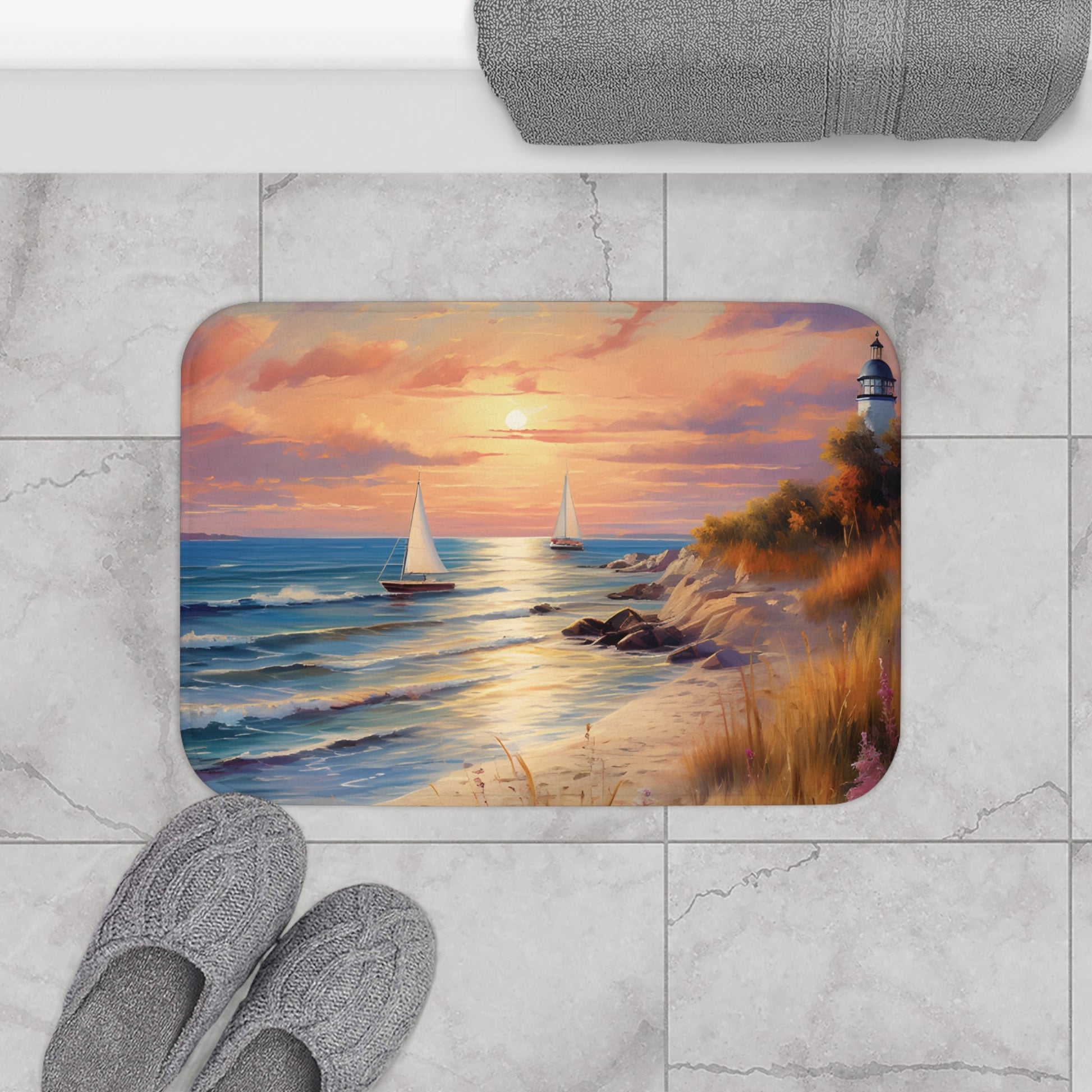 Seaside Retreat Memory Foam Bath Mat - Ruppy's Creations