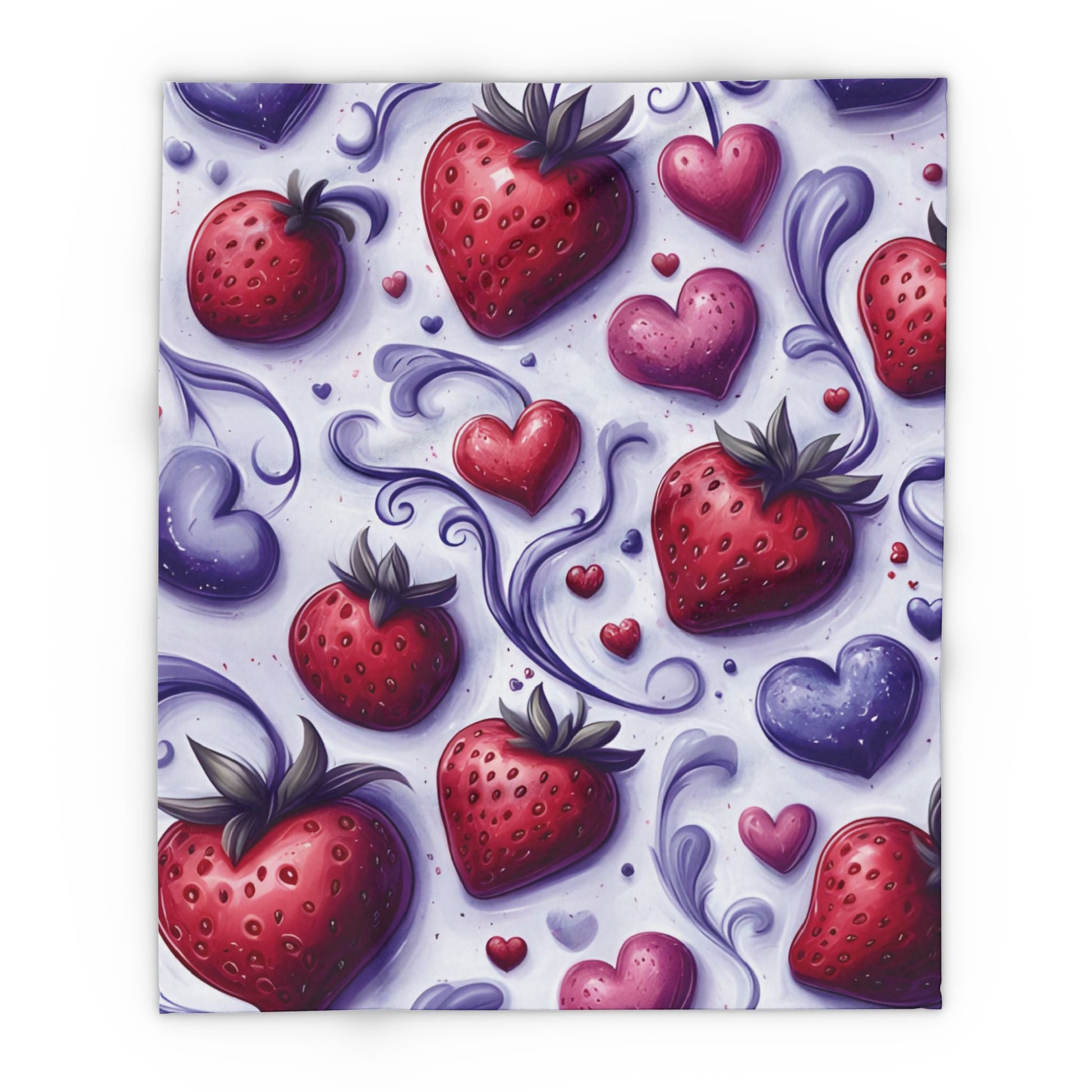 Strawberry Hearts Arctic Fleece Blanket - Ruppy's Creations