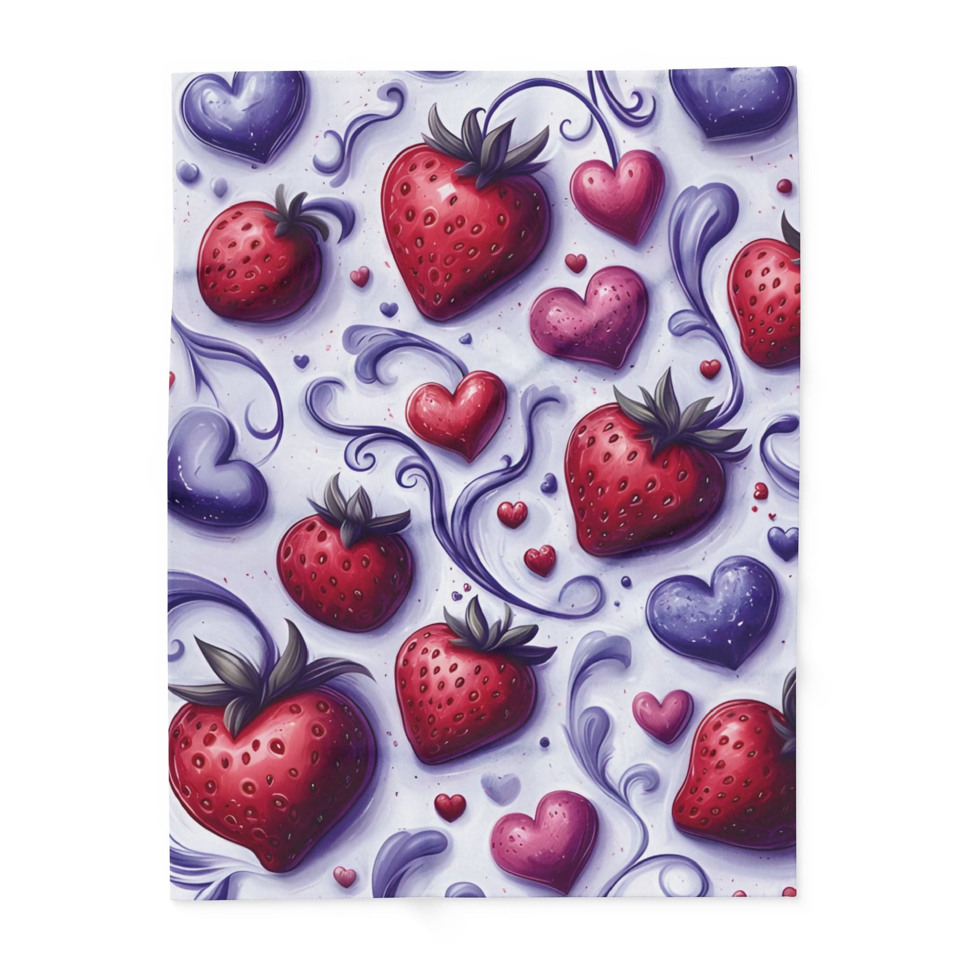 Strawberry Hearts Arctic Fleece Blanket - Ruppy's Creations