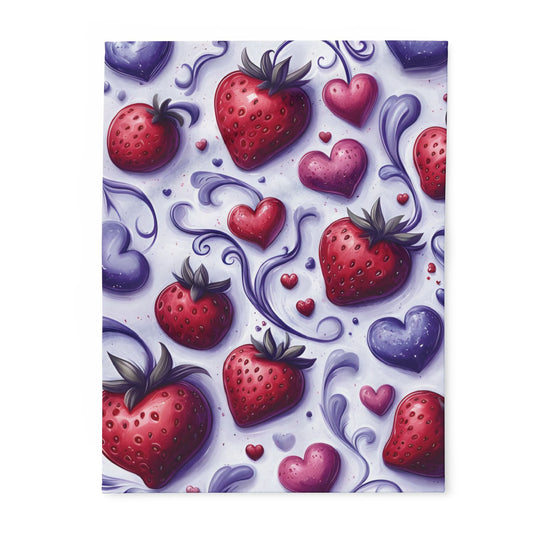 Strawberry Hearts Arctic Fleece Blanket - Ruppy's Creations