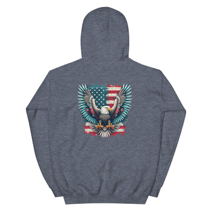 American Flag Eagle Unisex Hoodie - 2 sided print