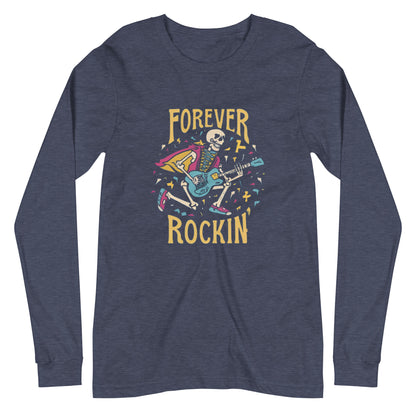 Forever Rockin Skeleton Playing Electric Guitar Men's Long Sleeve Tee