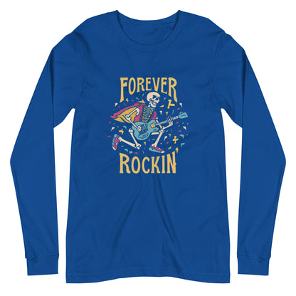 Forever Rockin Skeleton Playing Electric Guitar Men's Long Sleeve Tee