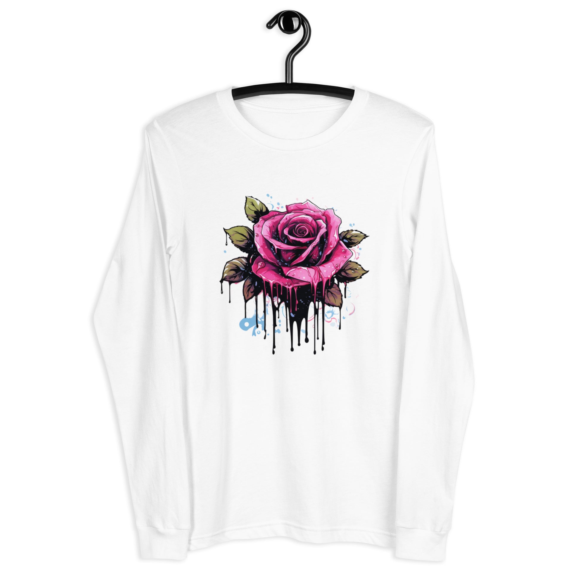 women's white long sleeve tee with rose