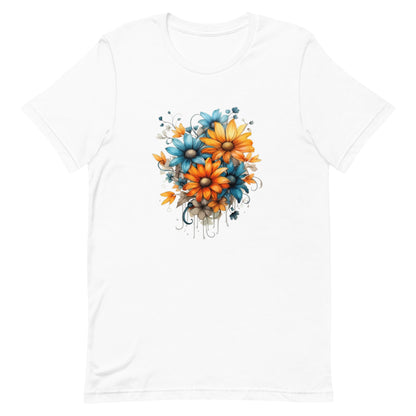 white t-shirt with flowers