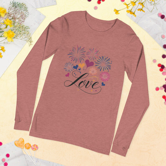 Valentine's Day Fireworks Women's Long Sleeve Tee - Ruppy's Creations