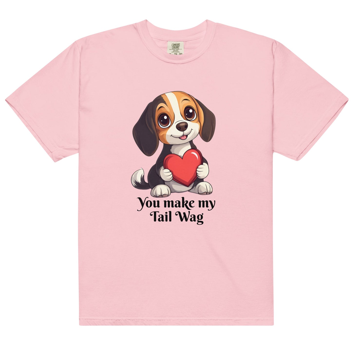 Valentine's Tail Wag Premium Heavyweight Tee - Ruppy's Creations