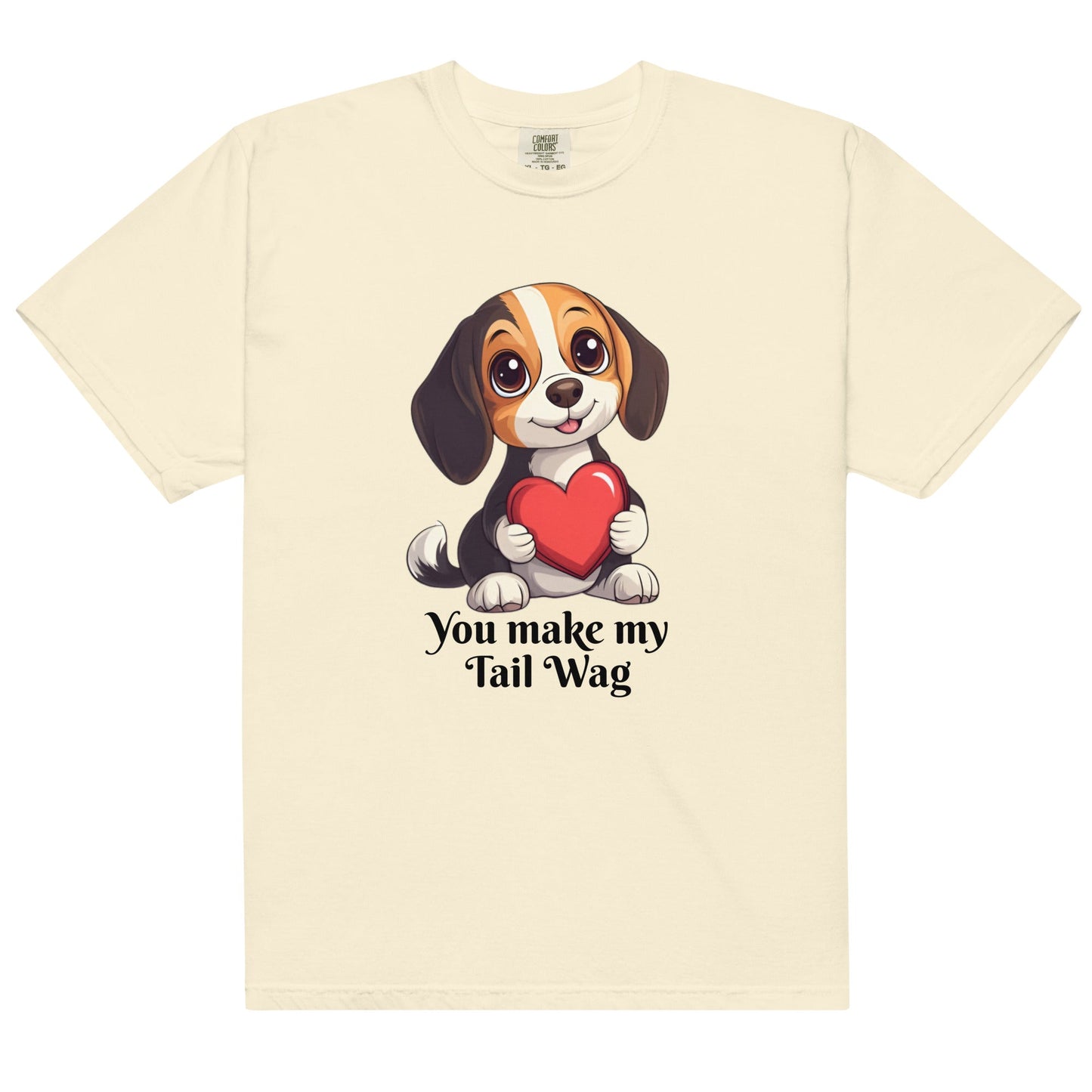 Valentine's Tail Wag Premium Heavyweight Tee - Ruppy's Creations