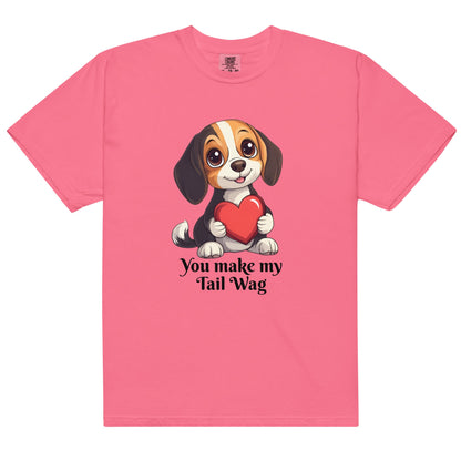 Valentine's Tail Wag Premium Heavyweight Tee - Ruppy's Creations