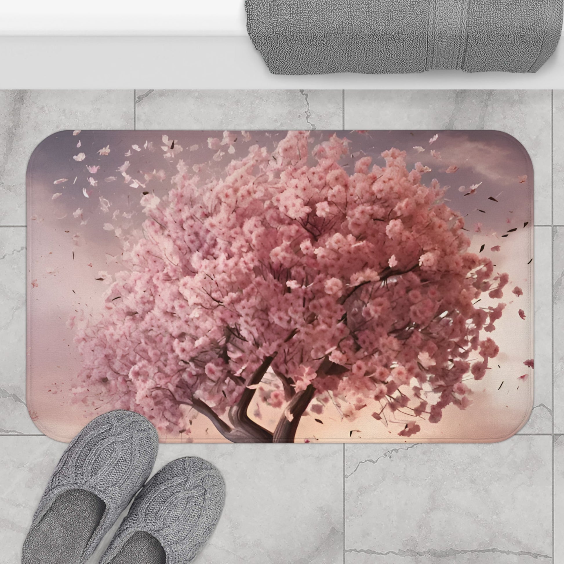 Very Cherry Blossom Memory Foam Bath Mat - Ruppy's Creations