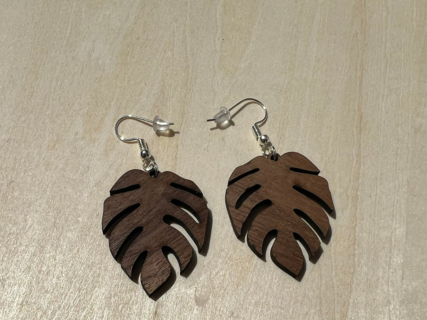 Walnut Wood Palm Leaf Earrings - Ruppy's Creations