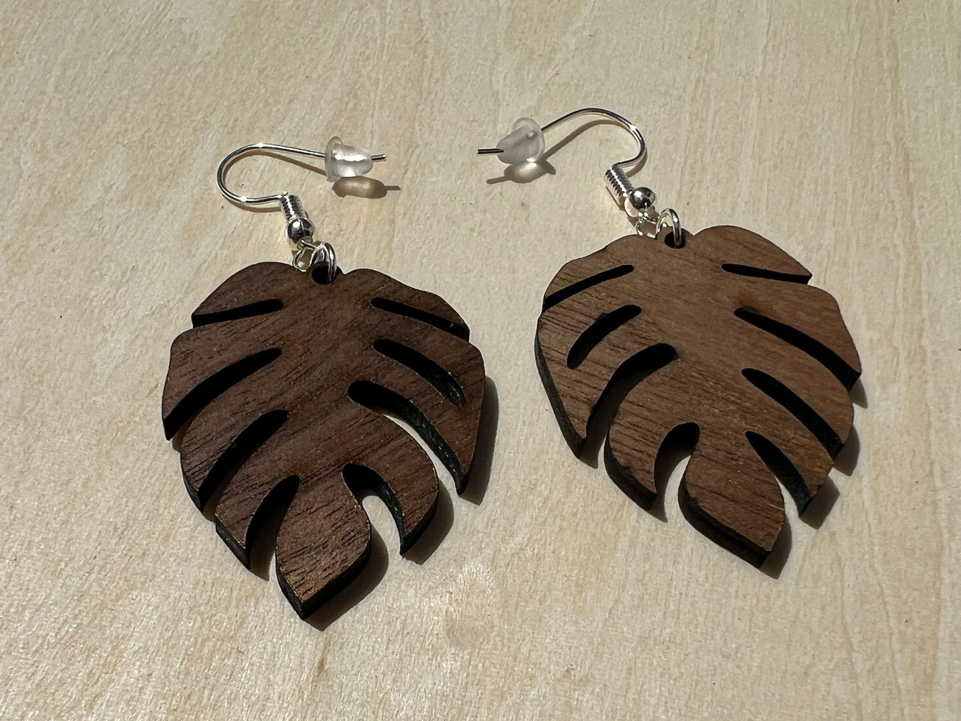 Walnut Wood Palm Leaf Earrings - Ruppy's Creations