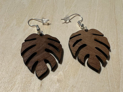 Walnut Wood Palm Leaf Earrings - Ruppy's Creations