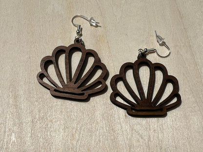 Walnut Wood Shell Earrings - Ruppy's Creations