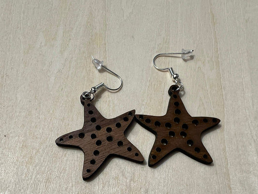 Walnut Wood Starfish Earrings - Ruppy's Creations