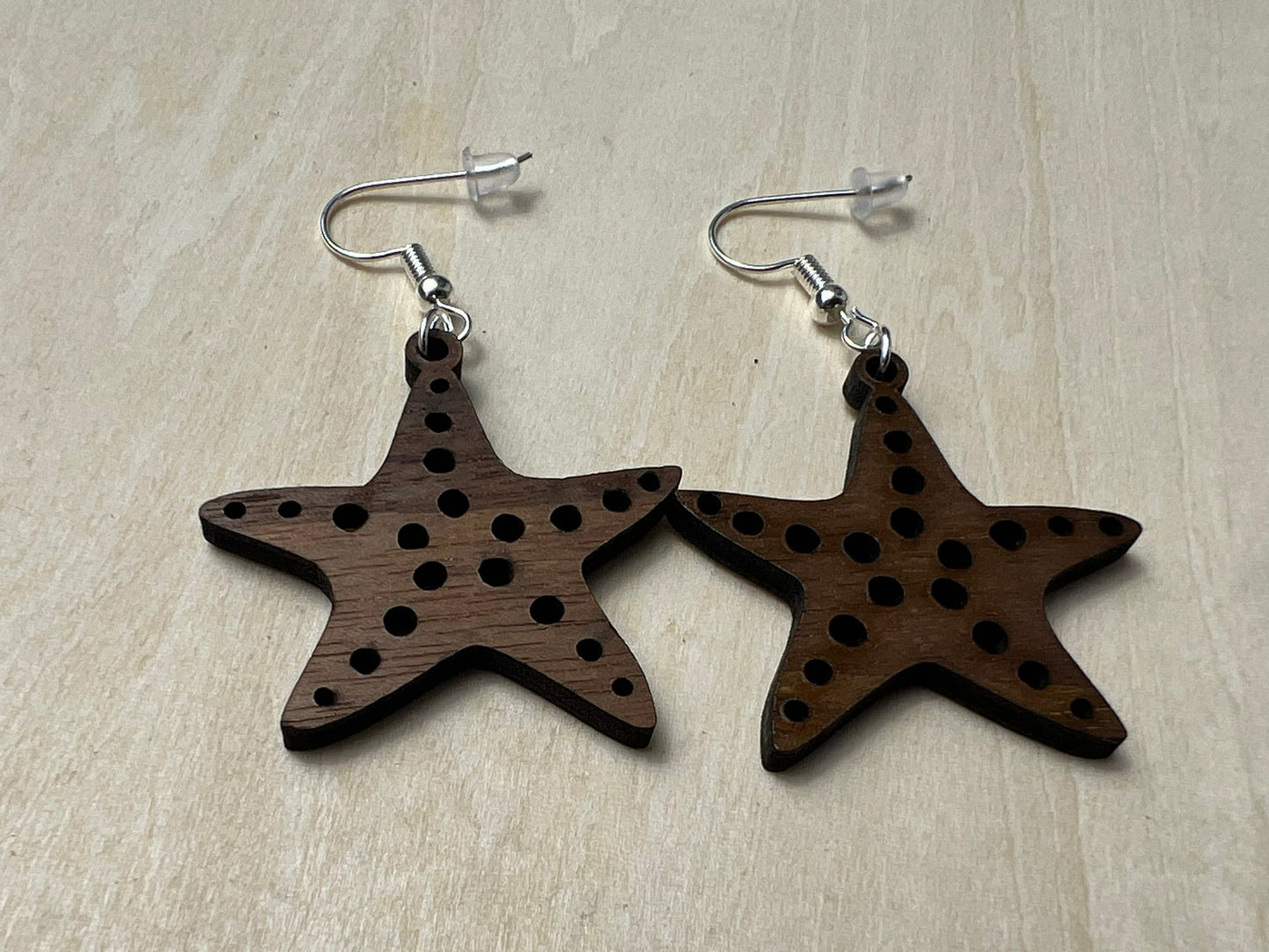 Walnut Wood Starfish Earrings - Ruppy's Creations