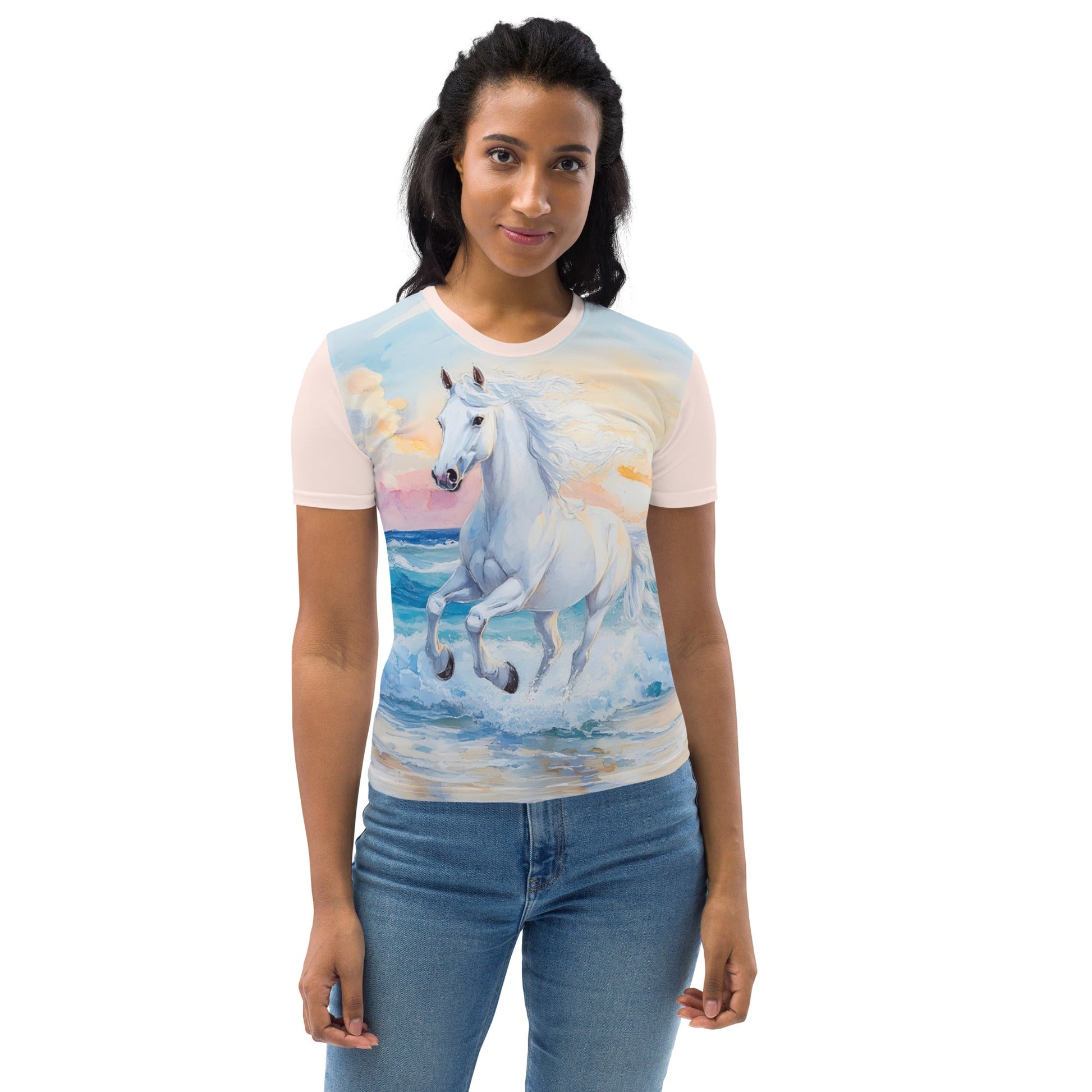 White Stallion Sunset Gallop Women's T-shirt - Ruppy's Creations