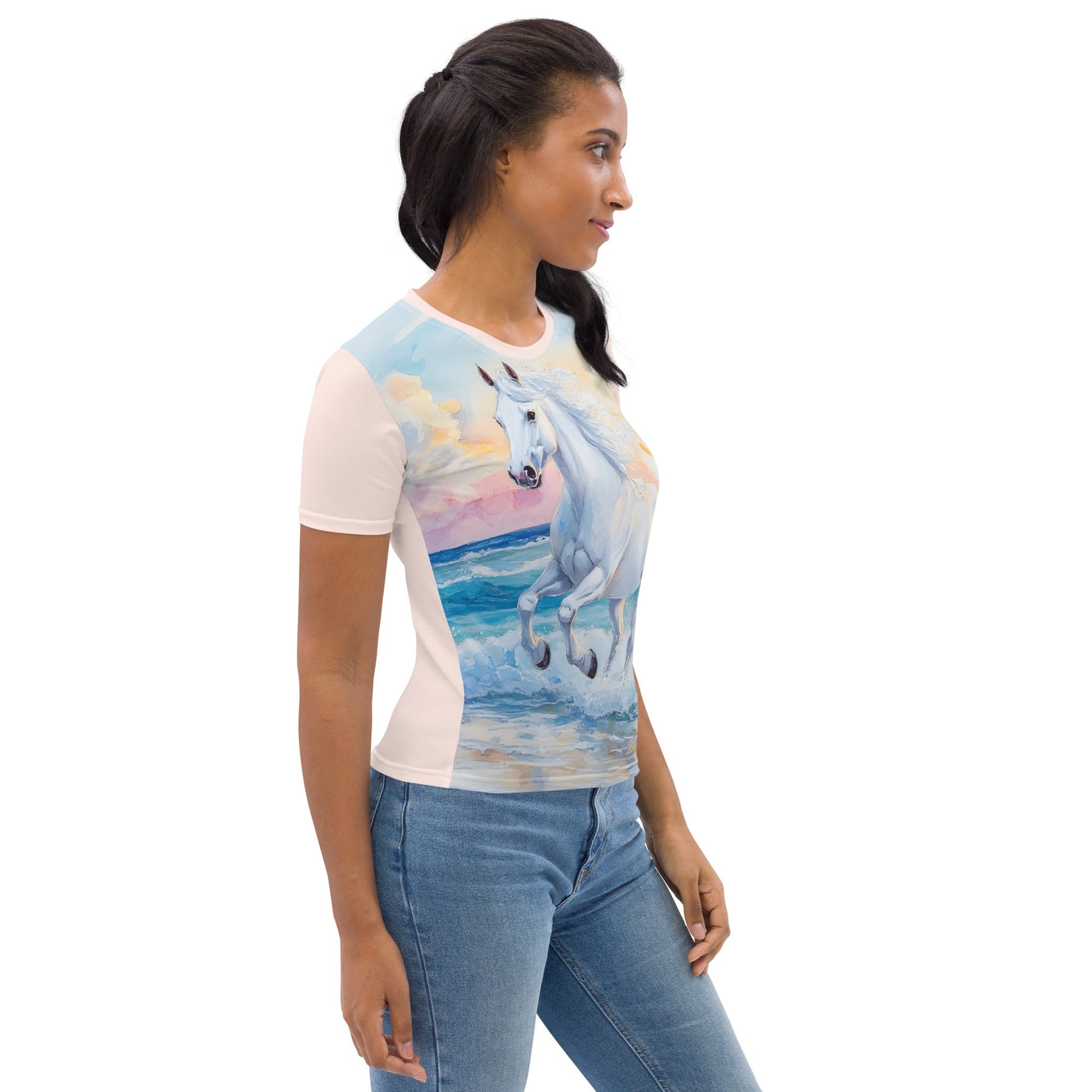 White Stallion Sunset Gallop Women's T-shirt - Ruppy's Creations