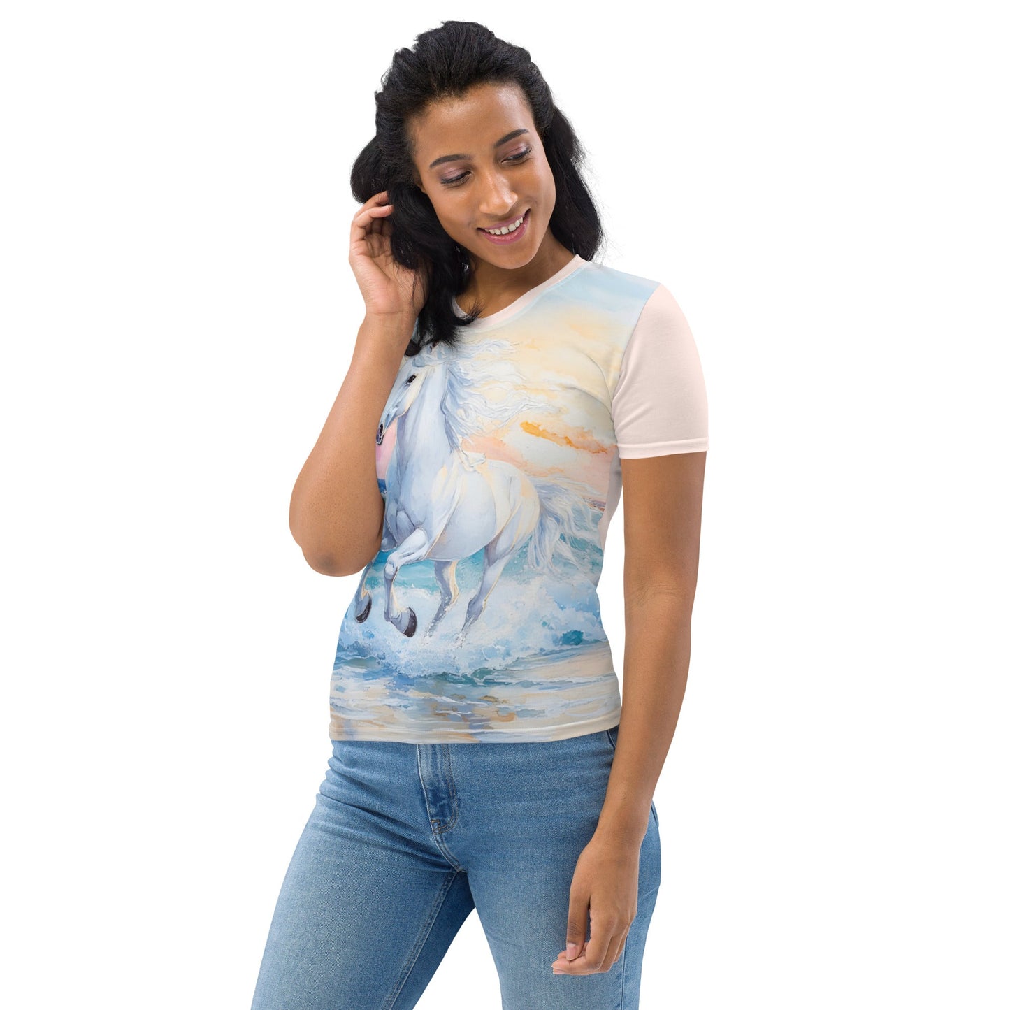 White Stallion Sunset Gallop Women's T-shirt - Ruppy's Creations