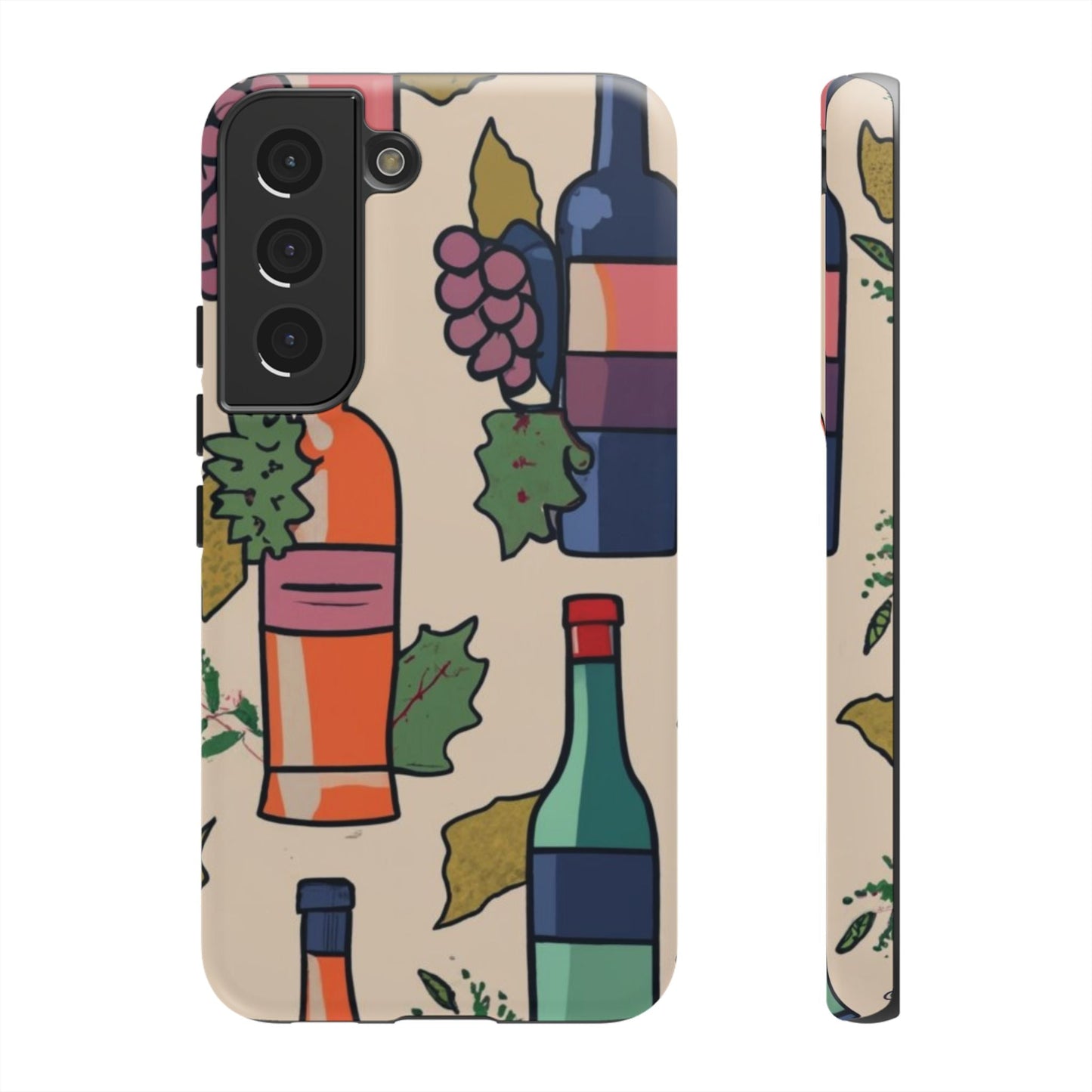 Wine Bottles & Grapes Tough Cell Phone Case - Ruppy's Creations