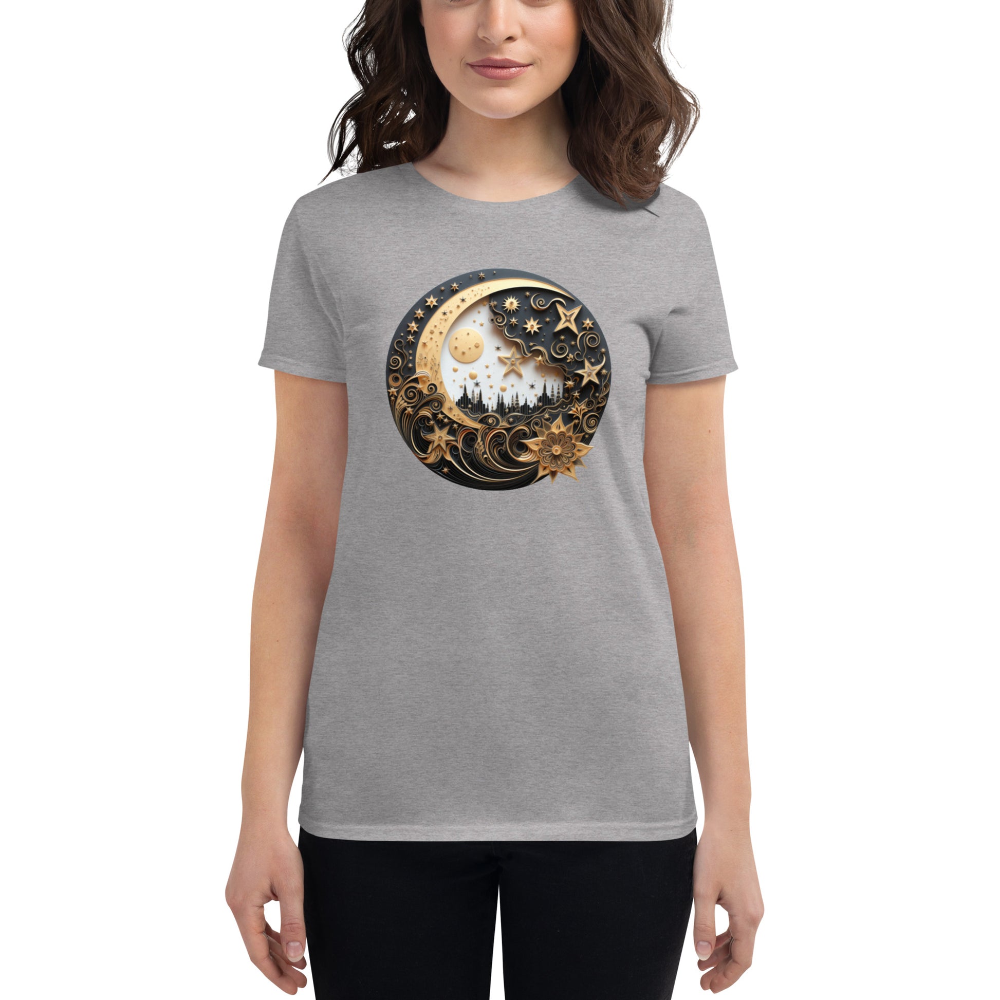 women's short sleeve moon stars t-shirt