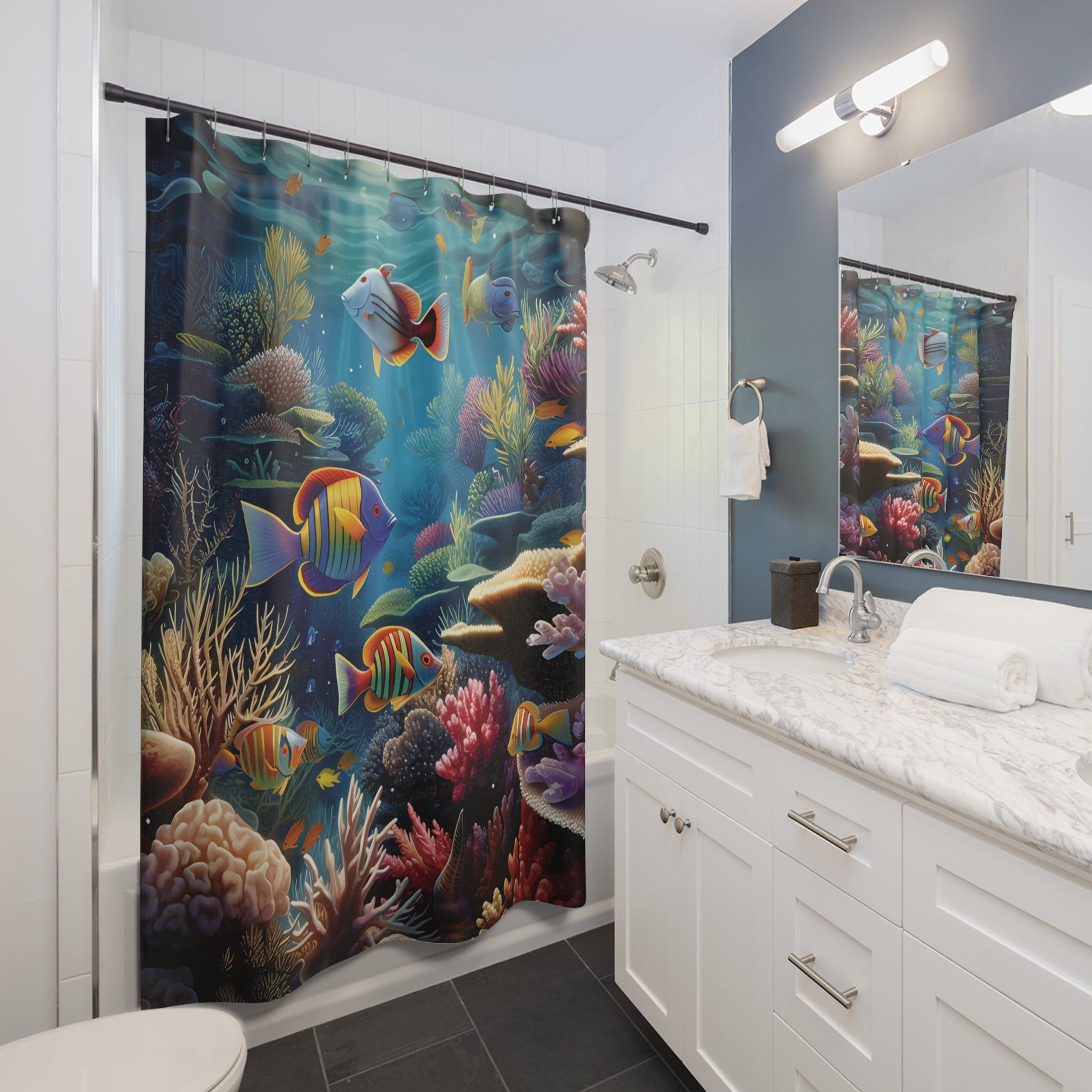 Wonders of the Sea Polyester Shower Curtain - Ruppy's Creations