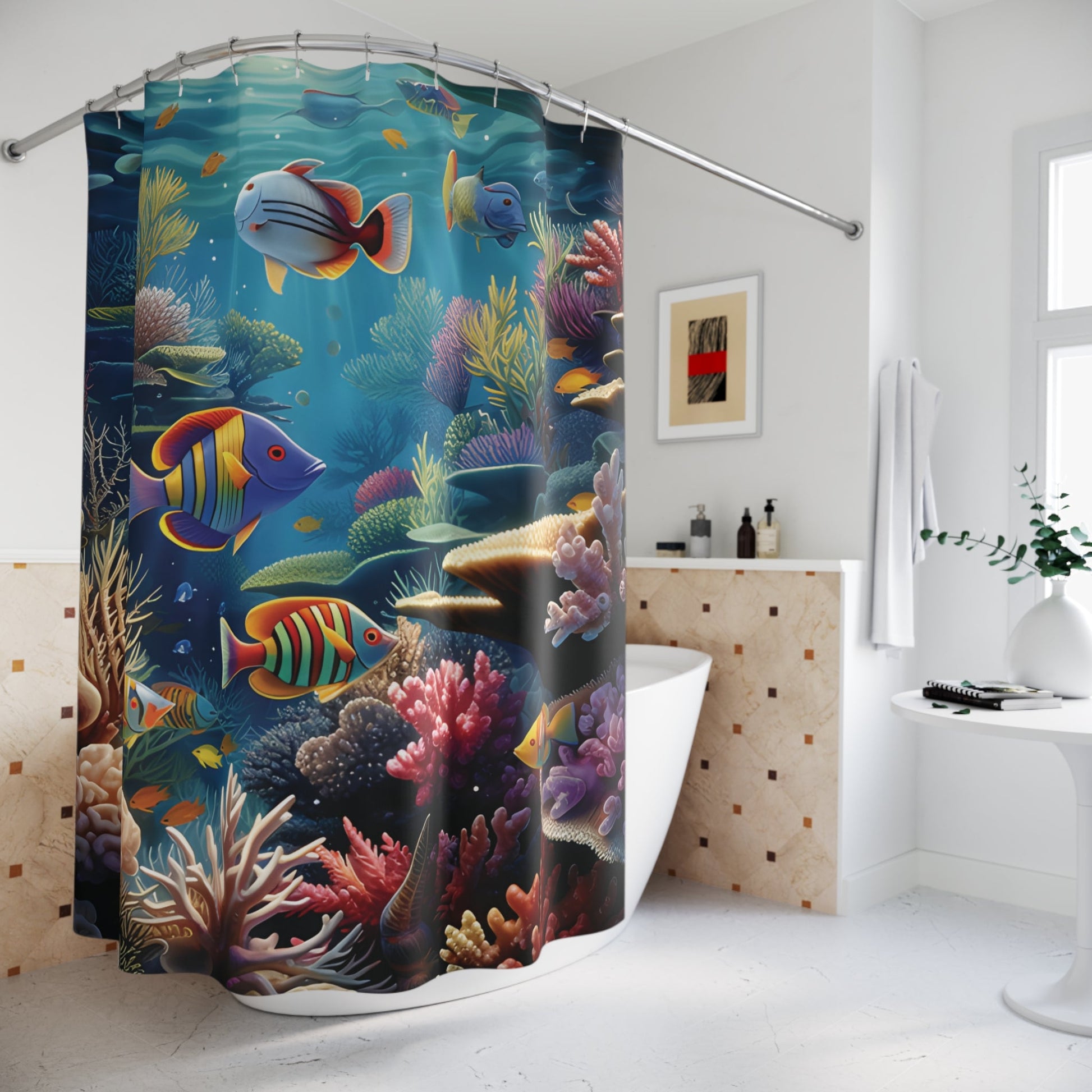 Wonders of the Sea Polyester Shower Curtain - Ruppy's Creations