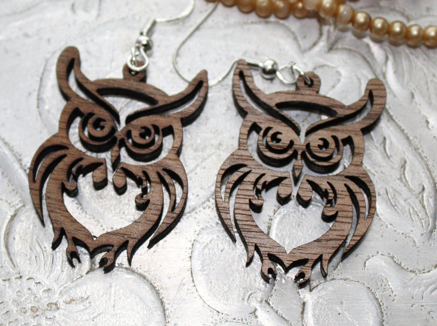 Walnut Wood Owl Earrings - Ruppy's Creations