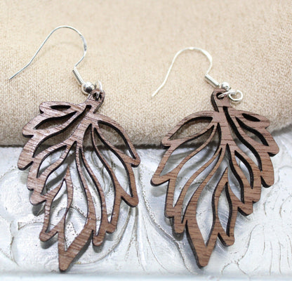 Walnut Wood Leaf Earrings - Ruppy's Creations